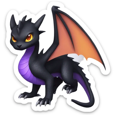 Cool Black Dragon-Quilava-Cat-Pokémon with orange belly and purple markings Full Body sticker
