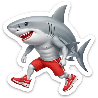Shark with legs and sneakers sticker