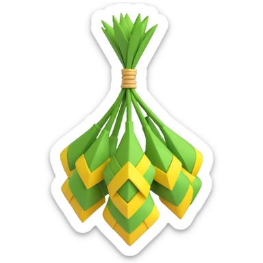 ketupat, traditional Indonesian rice cake wrapped in woven palm leaves sticker