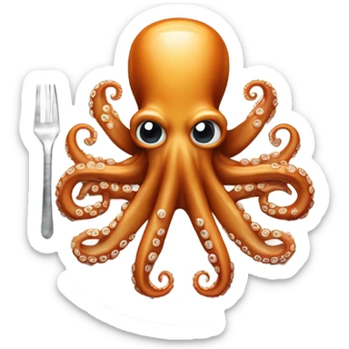 Octopus on a plate with cutlery  sticker