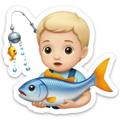 Baby catching a fish sticker