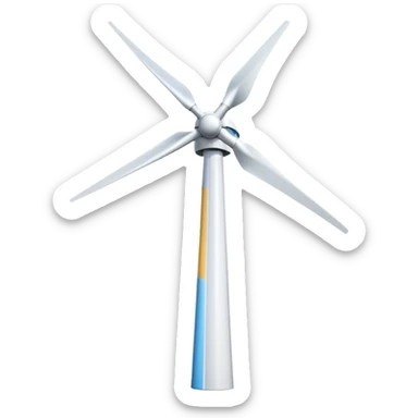 modern wind turbine, tall white tower with three long blades sticker