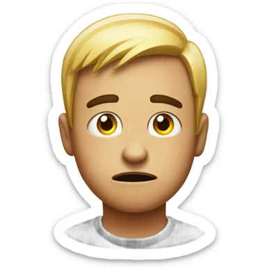 Emoji with one eyebrow raised looking concerned and confused with a side eye sticker