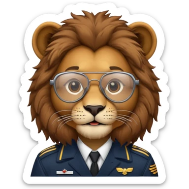 pilot lion with glasses sticker