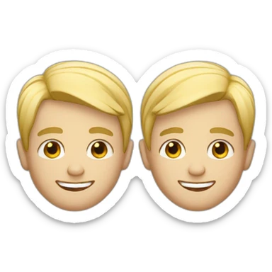 Blonde male twins looking happy sticker