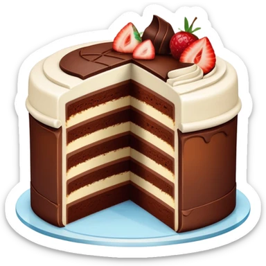 cake with a bite taken out of it, showing the inside layers sticker