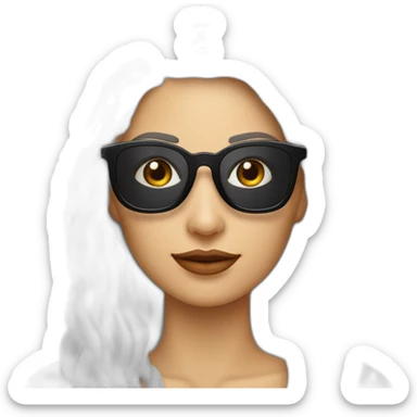 mujer piel blanca gafas pelo largo negro y con camarones y espagueti sticker