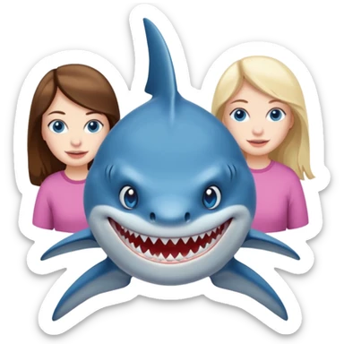Shark with 3 girls sticker