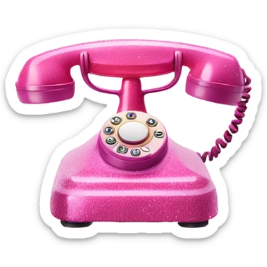 Pink ombre retro phone with glitter  sticker