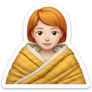 ginger woman short hair bed cuddle blanket  sticker