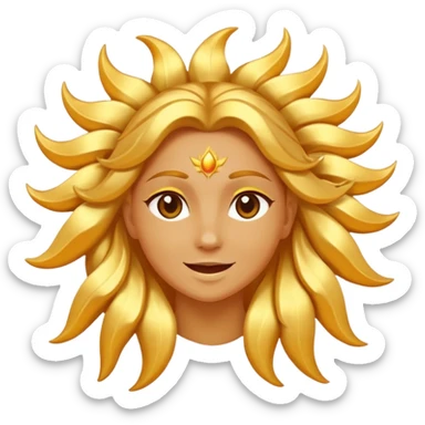 Sun God Nika from One Piece, radiant sun aura, joyful expression, stylized golden hair sticker