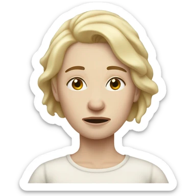 extremely sick and exhausted white woman with blonde hair sticker