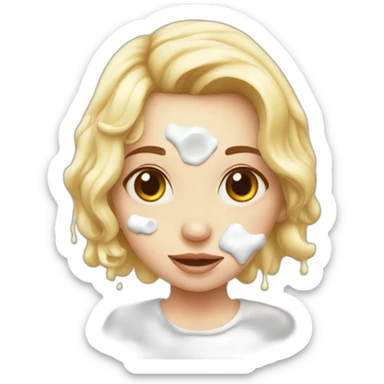 cute woman with many large milk stains sticker