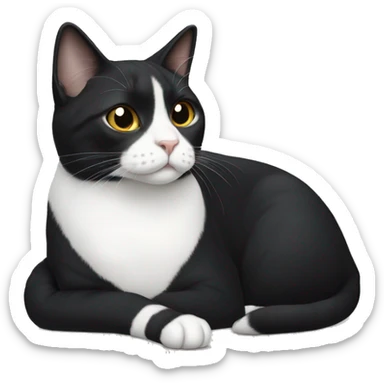 Tuxedo cat with white chin and small white mustache  sticker