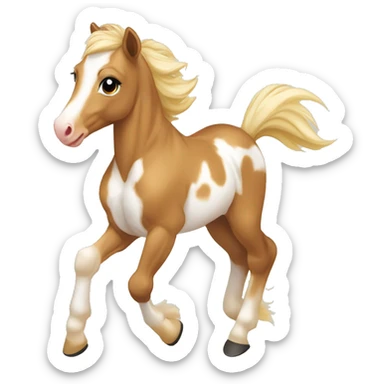 Piebald palomino yellow brown dark spots horse foal baby running sticker