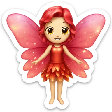 Fairy with sparkling wings red  sticker
