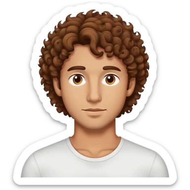 striking man with brown curly hair sticker