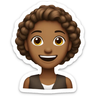Mujer de pelo suelto largo marron oscuro sonriendo sticker