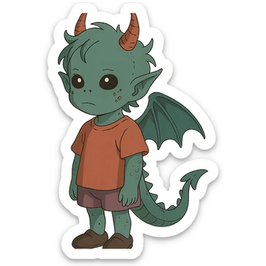 kid with features that are 20% dragon, 60% alien, and 20% demon sticker