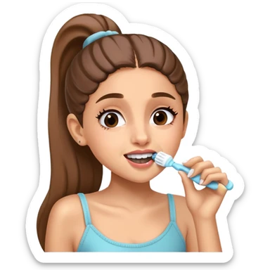 Ariana grande brushes teeth  sticker