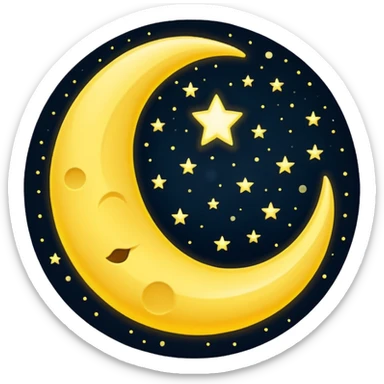 crescent moon with a dotted orbit line sticker