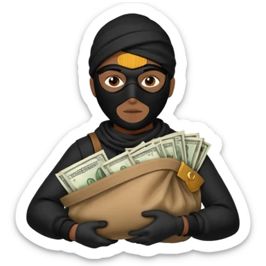 Ladro con la sacca dei soldi sulla spalla sticker