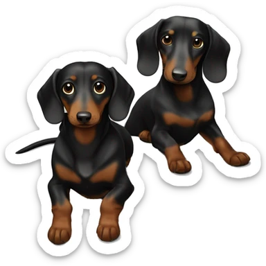 1 black daschund and 1 brown daschund friends sticker
