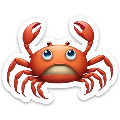 Crab holding a sigh sticker