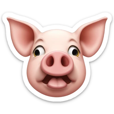 a pig with a human nose sticker