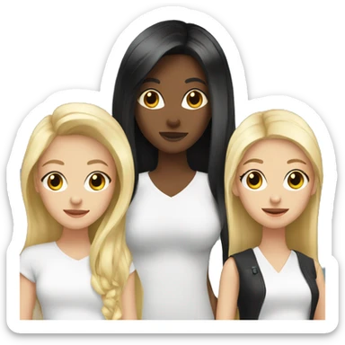 One blonde girl and 2 girls with black hair sticker