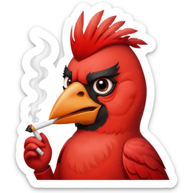 Red cardinal smoking a cigarette  sticker