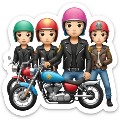 Japanese biker gang members riding motorcycles sticker