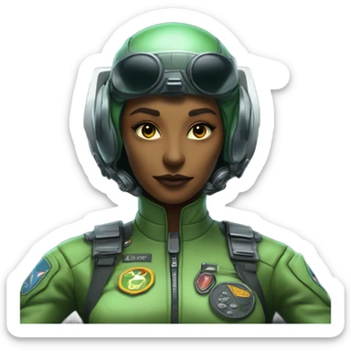 green alien reptilian woman pilot sticker
