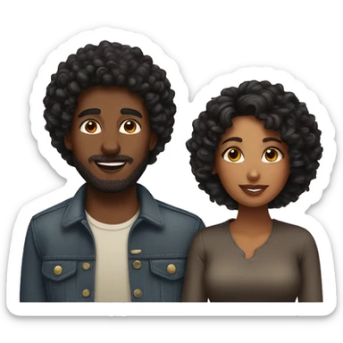 Black curly haired couple sticker
