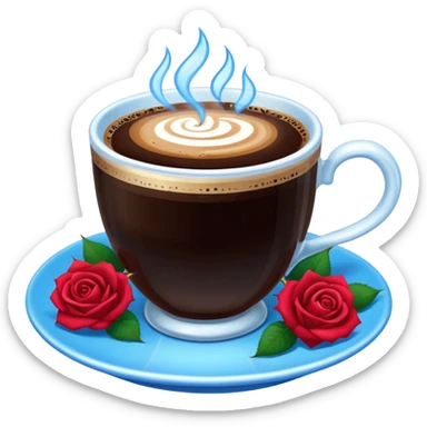 Turkish coffee with mini roses blue light sticker