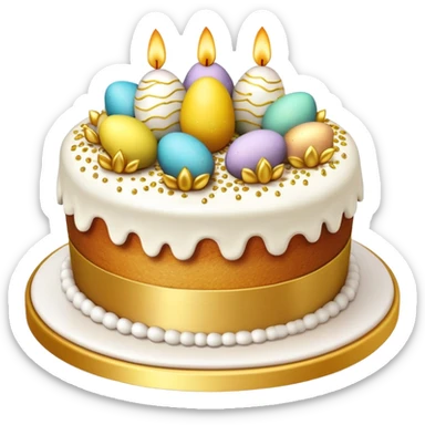 Easter cake with white icing and golden sprinkles sticker
