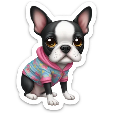 Boston terrier in pajamas sticker