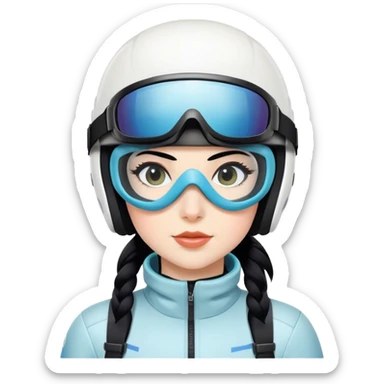 Ski woman race black hair  sticker