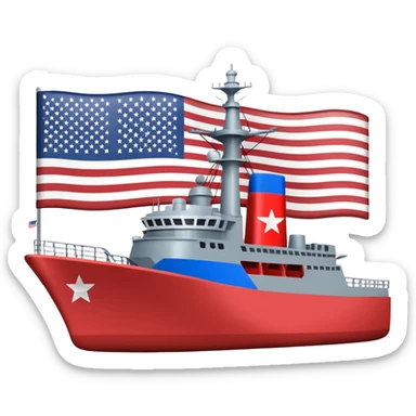 generate a very realistic American modern war ship with little flag sticker