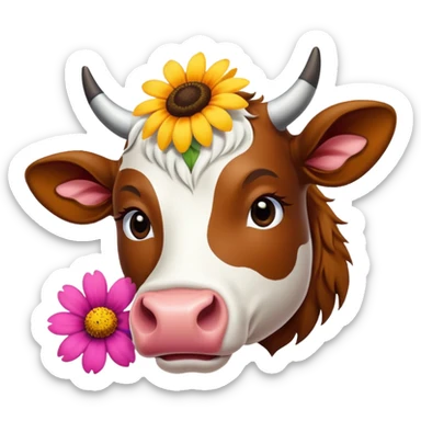 Pretty flower getting eaten by a cow sticker