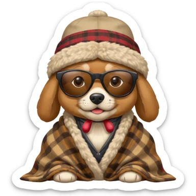 Dog warring a hat and a blanket And sunglasses ￼ sticker