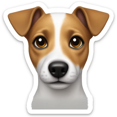Jack Russell, white body, pointed ears, black stripe on left ear, 1 spot under eye sticker