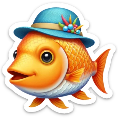 un pez con un gorro sticker
