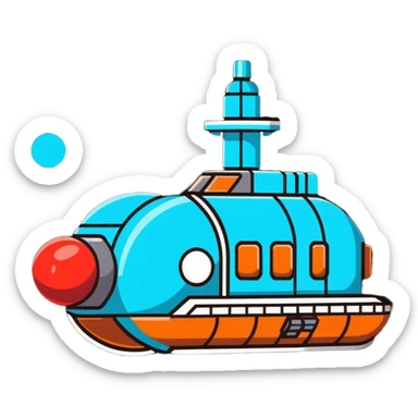 70s style retro space freighter with blocky design sticker