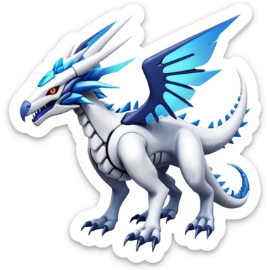  exotic colorful futuristic modern cyber-Reshiram-Dialga-Fakémon-Digimon-Trico-Vernid-creature sticker