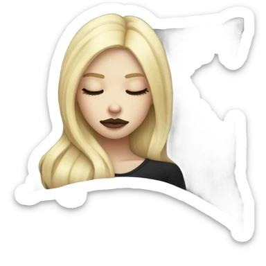 Blonde goth girl sleeping in bed on a pillow sticker