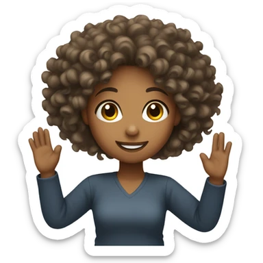 girl with curly hair raising her hand sticker