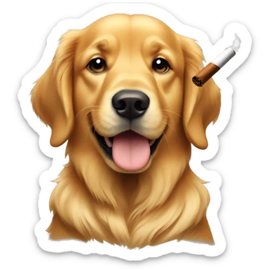 A Golden retriever smoking a cigar sticker