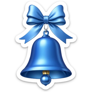shine blue christmas bell with white ribbon sticker