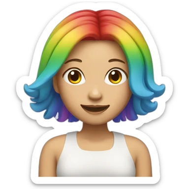 Chinese lady with rainbow hair sticker